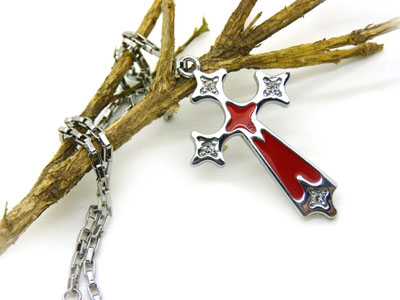 朋克非主流个性男士钛钢吊坠 可配情侣项链 -藏银钛钢镶钻项链