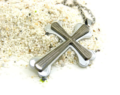 藏银项链 朋克非主流个性男士钛钢吊坠 可配情侣项链 -藏银钛钢镶钻项链