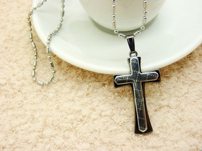 高档韩版时尚男士女士首饰品吊坠挂饰 -藏银钛钢项链