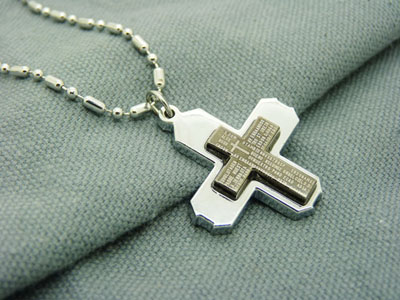 钛钢男士项链 镶钻潮流韩版时尚吊坠挂坠 个性潮男配饰-藏银钛钢项链	