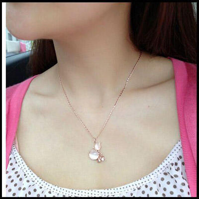 藏银合金日韩潮流 吊坠项链女 合金镶钻锁骨链送情侣礼物（赠礼盒）	
