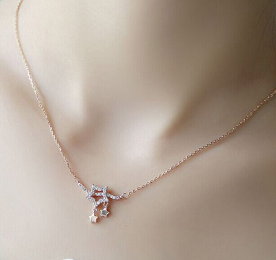 藏银合金日韩潮流 吊坠项链女 合金镶钻锁骨链送情侣礼物（赠礼盒）