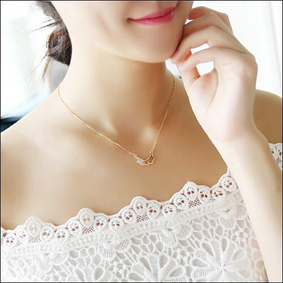 藏银合金日韩潮流 吊坠项链女 合金镶钻锁骨链送情侣礼物（赠礼盒）