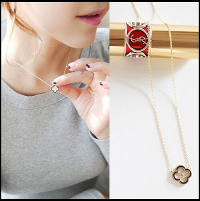 藏银合金日韩潮流 吊坠项链女 合金镶钻锁骨链送情侣礼物（赠礼盒）	