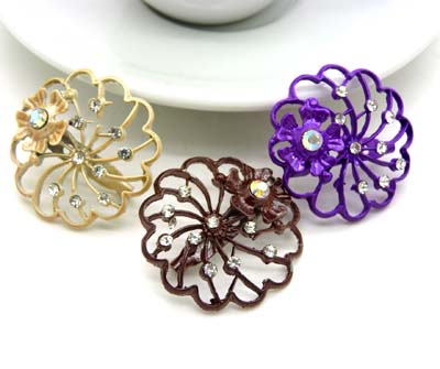 水晶胸花水钻别针 合金菊花镶钻胸针