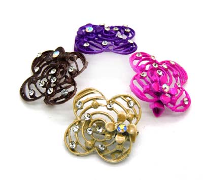 高档四页草胸针女水晶胸花水钻别针 合金菊花镶钻