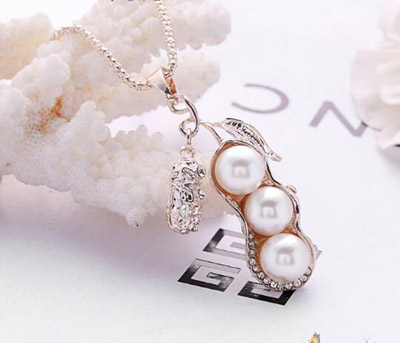 毛衣链 镶嵌珍珠水钻合金饰品