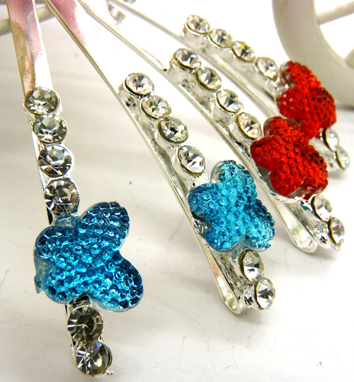 时尚发饰 镶钻水钻一字对夹  永久保色