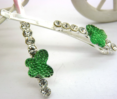 时尚精美发夹 镶钻合金边夹一字对夹 永久保色