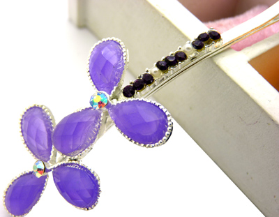 六叶草发饰 合金珍珠 合金钻压夹 五彩石镶钻