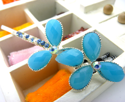 六叶草发饰 合金珍珠 合金钻压夹 五彩石 镶钻