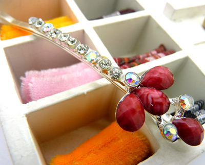 五彩水滴发饰 合金珍珠 一字边夹