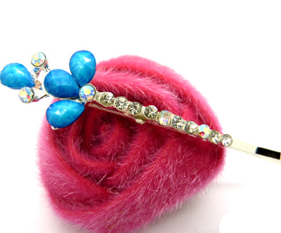 五彩水滴发饰 合金珍珠 合金钻压夹 边夹