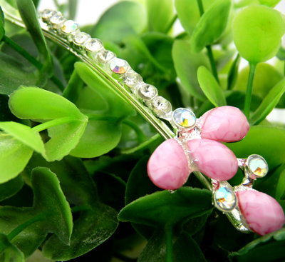 五彩水滴发饰 合金珍珠 合金钻压夹 边夹