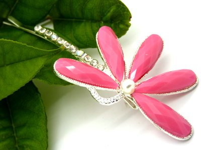 五彩石发饰 合金珍珠 合金钻压夹 边夹	