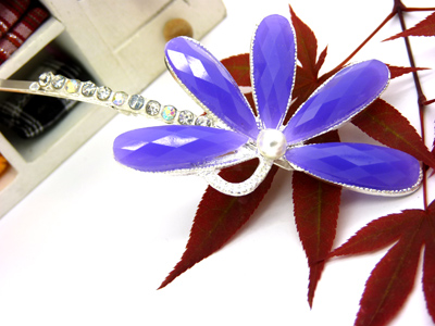 海之星五彩石发饰 合金珍珠 一字压夹