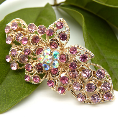 水钻合金时尚边夹发卡马尾夹横夹弹簧夹