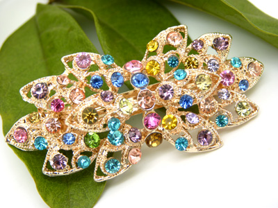 韩版 水钻合金蝴蝶结发夹顶夹发饰 时尚弹簧夹压夹