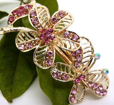 韩版 水钻合金蝴蝶结发夹顶夹发饰 时尚边夹发卡马尾夹横夹	弹簧夹