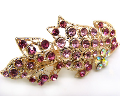   水钻合金蝴蝶结发夹顶夹发饰 时尚马尾夹弹簧夹