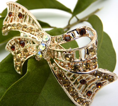 韩版 水钻合金蝴蝶结发夹顶夹发饰 时尚边夹发卡马尾夹横夹