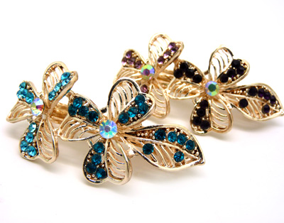 韩版 水钻合金蝴蝶结发夹顶夹发饰 时尚边夹发卡马尾夹横夹