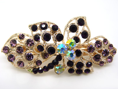 水钻合金蝴蝶结发夹顶夹发饰弹簧夹