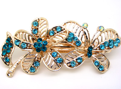  水钻合金蝴蝶结发夹顶夹发饰 弹簧夹 永久保色