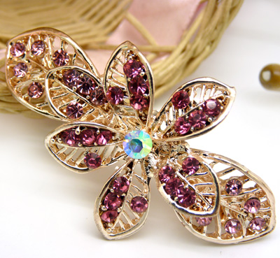 水钻合金蝴蝶结发夹顶夹发饰弹簧夹永久保色