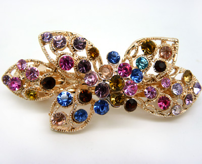 水钻合金蝴蝶结发夹顶夹发饰弹簧夹永久保色