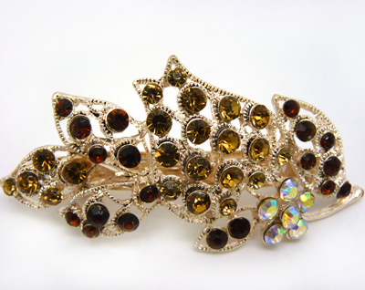 镶钻合金蝴蝶结发夹顶夹发饰 弹簧夹 永久保色