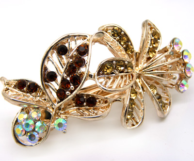  水钻合金蝴蝶结发夹顶夹发饰弹簧夹