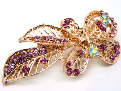  水钻合金蝴蝶结发夹顶夹发饰弹簧夹