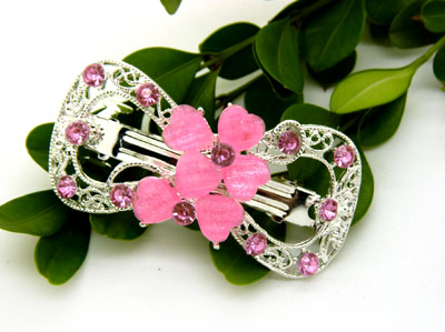 发饰韩版蝴蝶结水钻发夹 水晶发卡顶夹弹簧夹横夹一字夹头饰 -弹簧夹