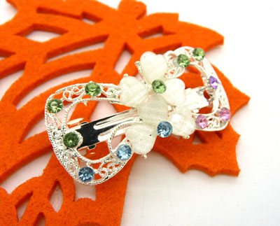 发饰韩版蝴蝶结水钻发夹 水晶发卡顶夹弹簧夹横夹一字夹头饰 -弹簧夹