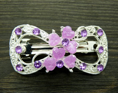 发饰韩版蝴蝶结水钻发夹 水晶发卡顶夹弹簧夹横夹一字夹头饰 -弹簧夹