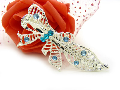 水晶镂空发夹 顶夹 合金锆石横夹 -弹簧夹