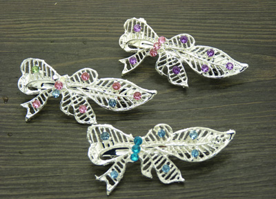 合金水钻水晶镂空发夹 顶夹 合金锆石横夹 -弹簧夹