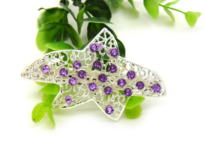 合金水钻水晶镂空发夹 顶夹 合金锆石横夹 -弹簧夹	