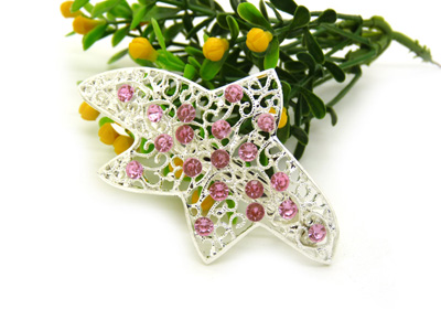 合金水钻水晶镂空发夹 顶夹 合金锆石横夹 -弹簧夹