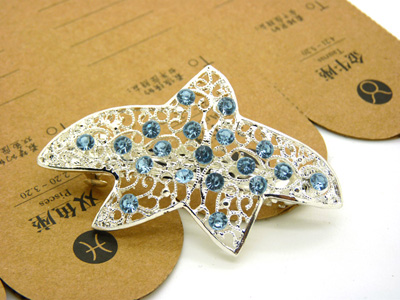 合金水钻 水晶镂空发夹 顶夹 合金锆石横夹 -弹簧夹	