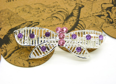 合金水钻水晶镂空发夹 顶夹 合金锆石横夹 -弹簧夹