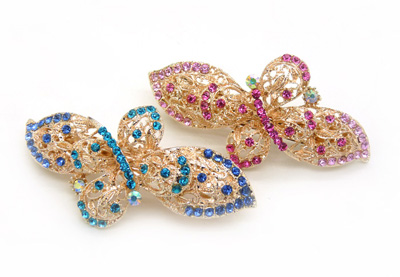 韩国合金水钻弹簧夹 横夹边夹马尾夹饰品 -水钻弹簧夹（大号）