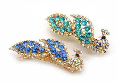 韩版亚克力盘发头饰弹簧夹水钻镶钻 韩国正品永久闪耀合金保色