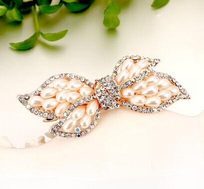 韩版珍珠发夹水钻盘发卡韩国发饰横夹-1韩国正品   永久闪耀合金保色