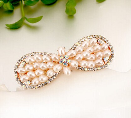 韩版珍珠发夹水钻盘发卡韩国发饰横夹-1韩国正品永久闪耀 合金保色