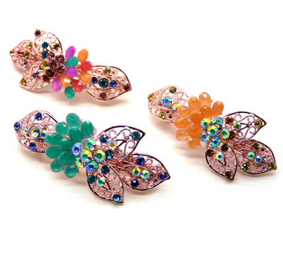 韩国发饰马尾夹头饰孔雀弹簧夹顶夹横夹-3	韩国正品永久闪耀合金保色