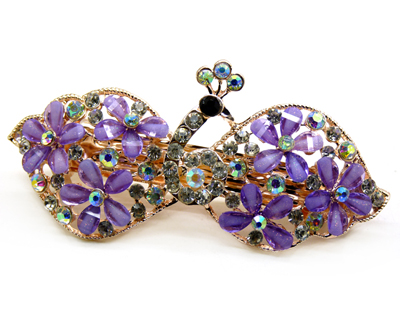 韩国发饰马尾夹头饰孔雀弹簧夹顶夹横夹-11	韩国正品