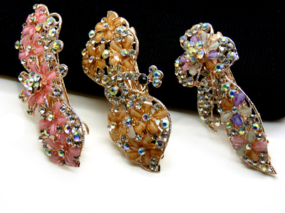 韩国发饰马尾夹头饰孔雀弹簧夹顶夹横夹-11	韩国正品永久闪耀