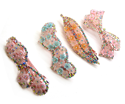 韩国发饰马尾夹头饰孔雀弹簧夹顶夹横夹-13  韩国正品永久闪耀 合金保色